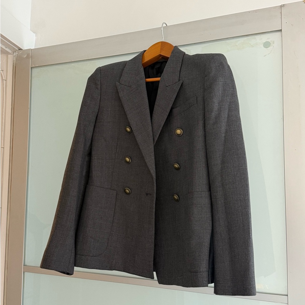 Nili Lotan Charcoal Double-Breasted Blazer